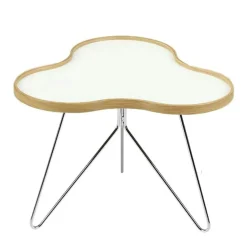 Flower Soffbord 114 cm, Vit/Ek/Krom