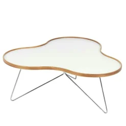 Flower Soffbord 114 cm, Vit/Ek/Krom