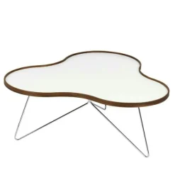 Flower Soffbord 114 cm, Vit/Ek/Krom