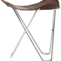 Cuero Fotpallar-Flying Goose Pampa Pall, Crude Nature/Chrome