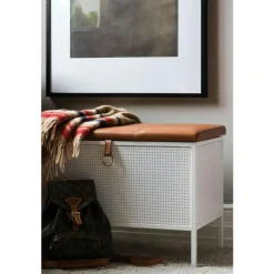 Frank Förvaringsbänk, Svart/Svart läder