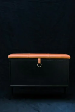 Frank Förvaringsbänk, Svart/Svart läder