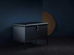 Frank Förvaringsbänk, Svart/Svart läder