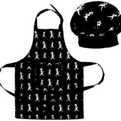 Solstickan Förkläden-Förkläde + Kockmössa Barn, Svart