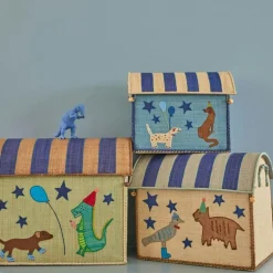 Barn RICE Leksaksförvaring-Förvaringskorg 3 Delar Party Animal, Rosa