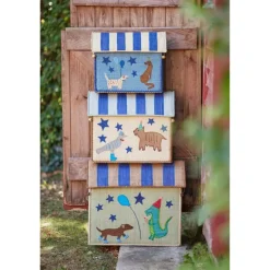 Barn RICE Leksaksförvaring-Förvaringskorg 3 Delar Party Animal, Rosa