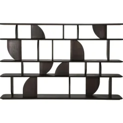 Ethnicraft Byråer|Bokhyllor-Geometric Bokhylla, Mörkbetsad Teak