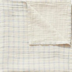 Gingham Sky Blue Muslin Babyfilt, 110x110 cm