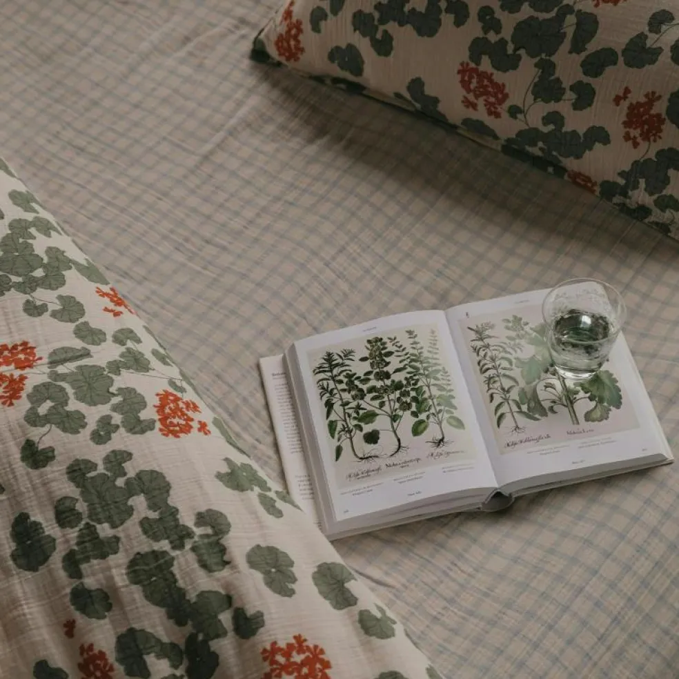 Gingham Sky Blue Muslin Dra-På-Lakan Junior, 70x140 cm