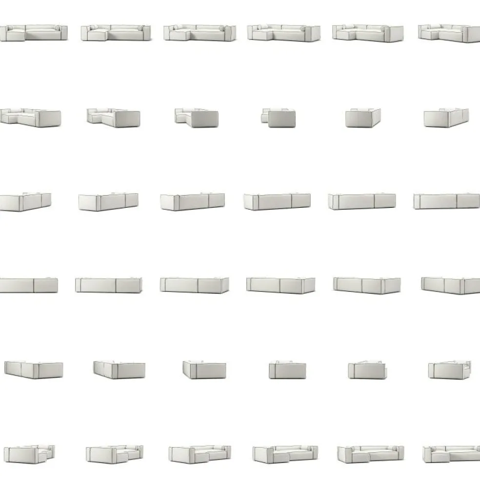 Grand Hue 4-Sitssoffa Divan Vänster, Steam White / Mine Graphite