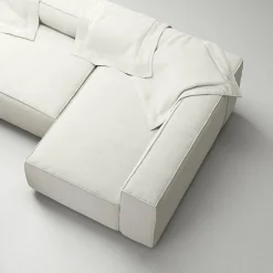 Grand 4-Sitssoffa Divan Höger öppet avslut Med Fotpall Minetyg, Sandshell Beige