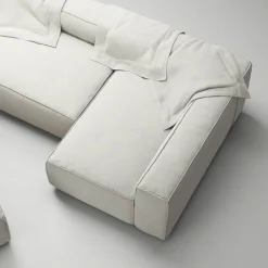 Grand 4-Sitssoffa Divan Höger öppet avslut Med Fotpall Minetyg, Sandshell Beige