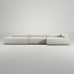 Grand 5-Sitssoffa öppet avslut Vänster Minetyg, Sandshell Beige