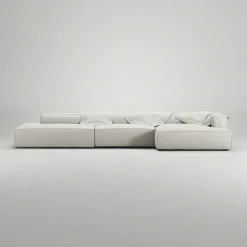 Grand 5-Sitssoffa öppet avslut Vänster Minetyg, Sandshell Beige