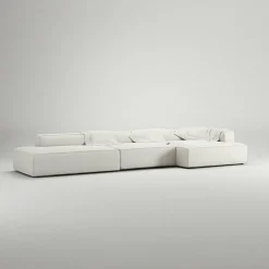 Grand 5-Sitssoffa öppet avslut Vänster Minetyg, Sandshell Beige