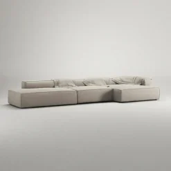 Grand 5-Sitssoffa öppet avslut Vänster Minetyg, Sandshell Beige