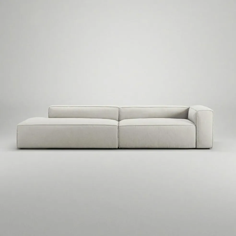 Grand 3-Sitssoffa öppet avslut Vänster Minetyg, Sandshell Beige