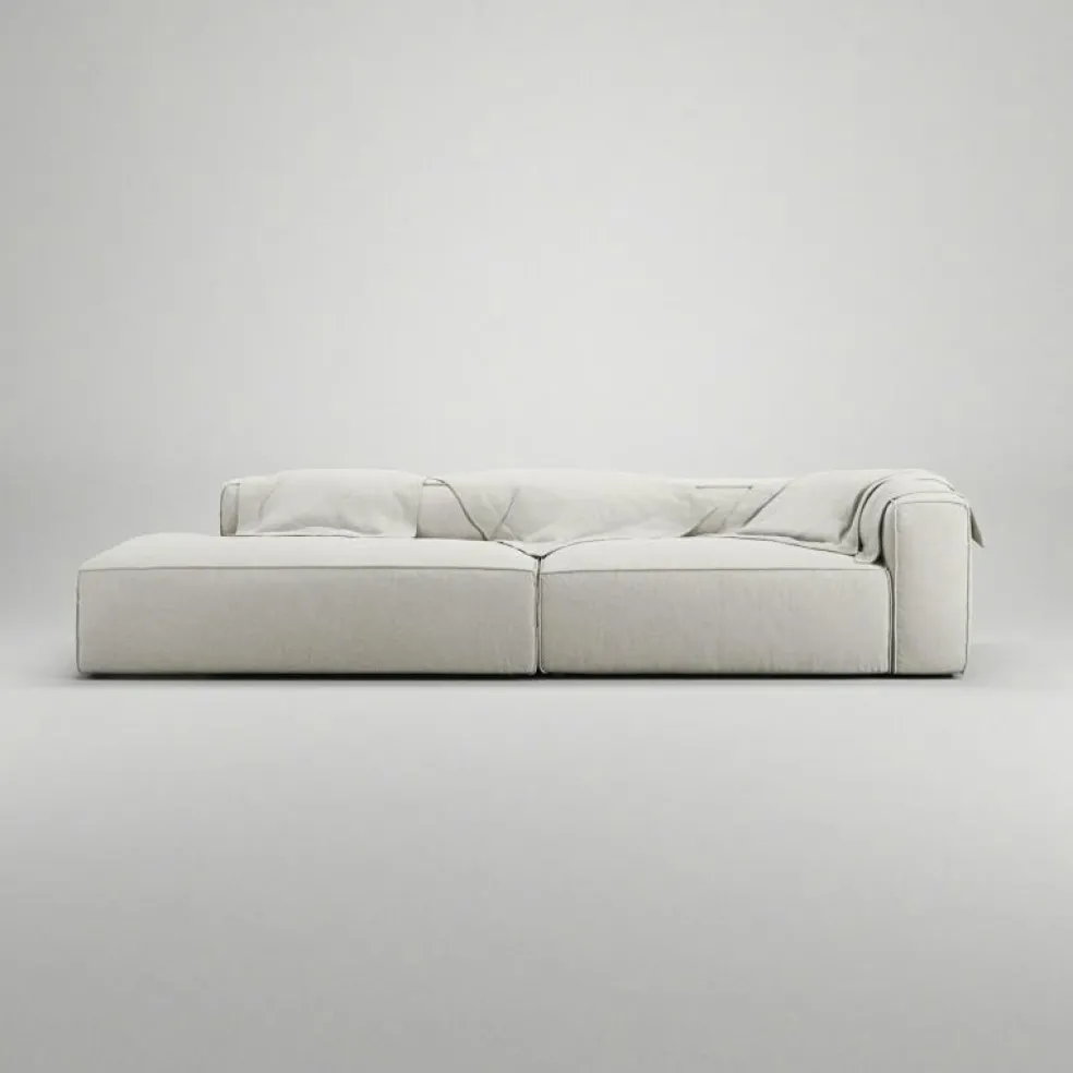 Grand 3-Sitssoffa öppet avslut Vänster Minetyg, Sandshell Beige