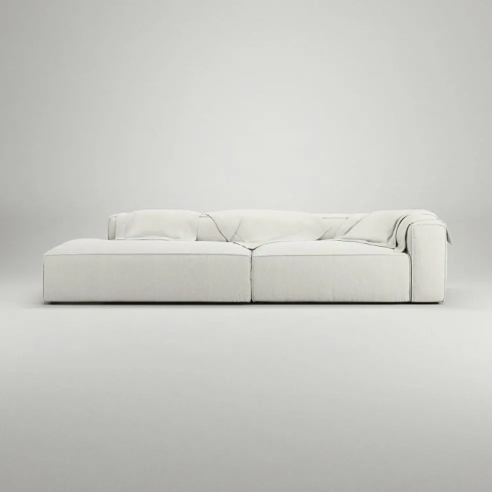 Grand 3-Sitssoffa öppet avslut Vänster Minetyg, Sandshell Beige