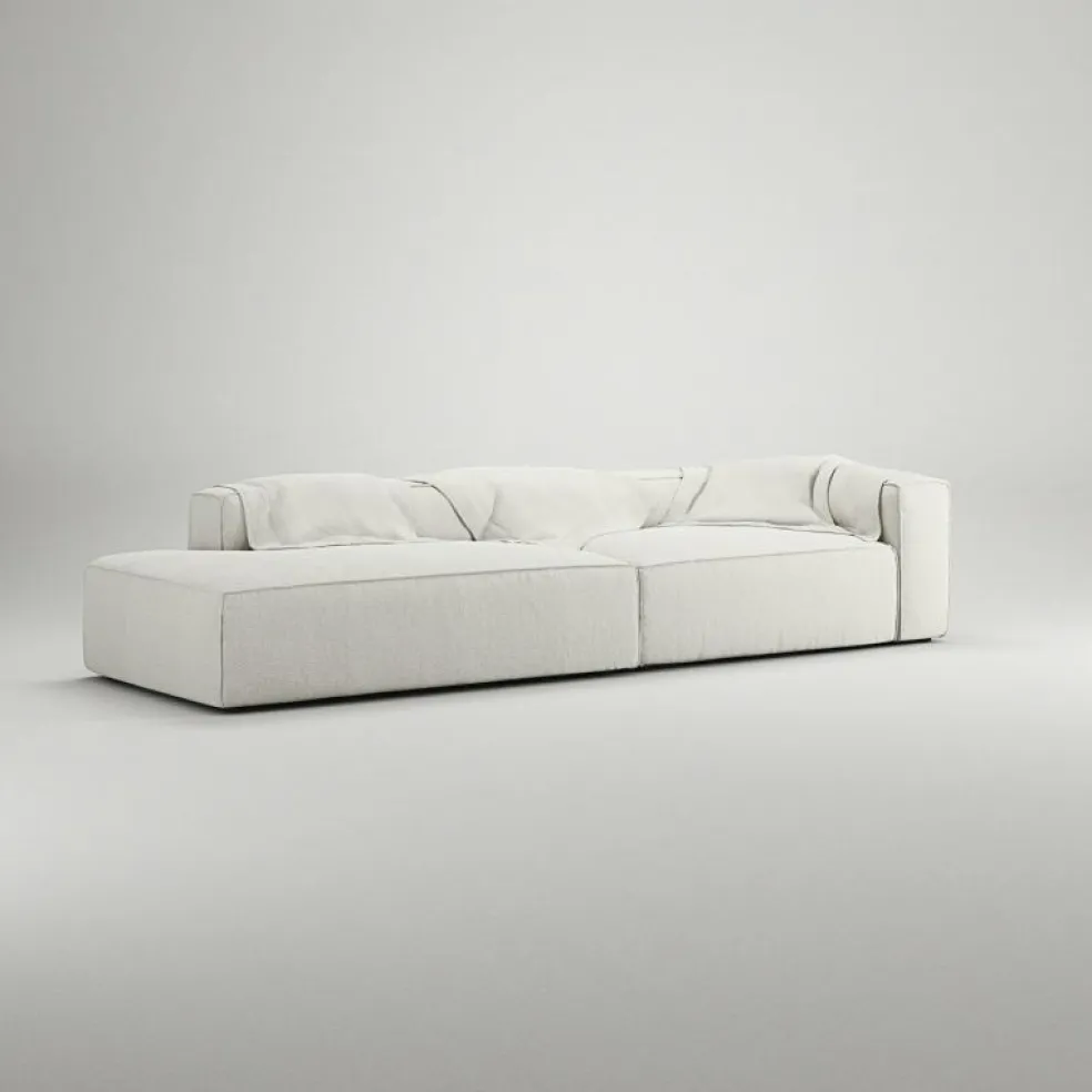 Grand 3-Sitssoffa öppet avslut Vänster Minetyg, Sandshell Beige