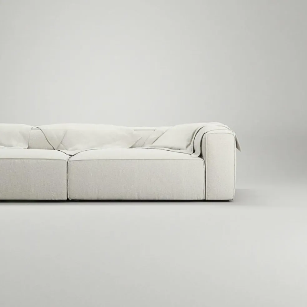 Grand 3-Sitssoffa öppet avslut Vänster Minetyg, Sandshell Beige