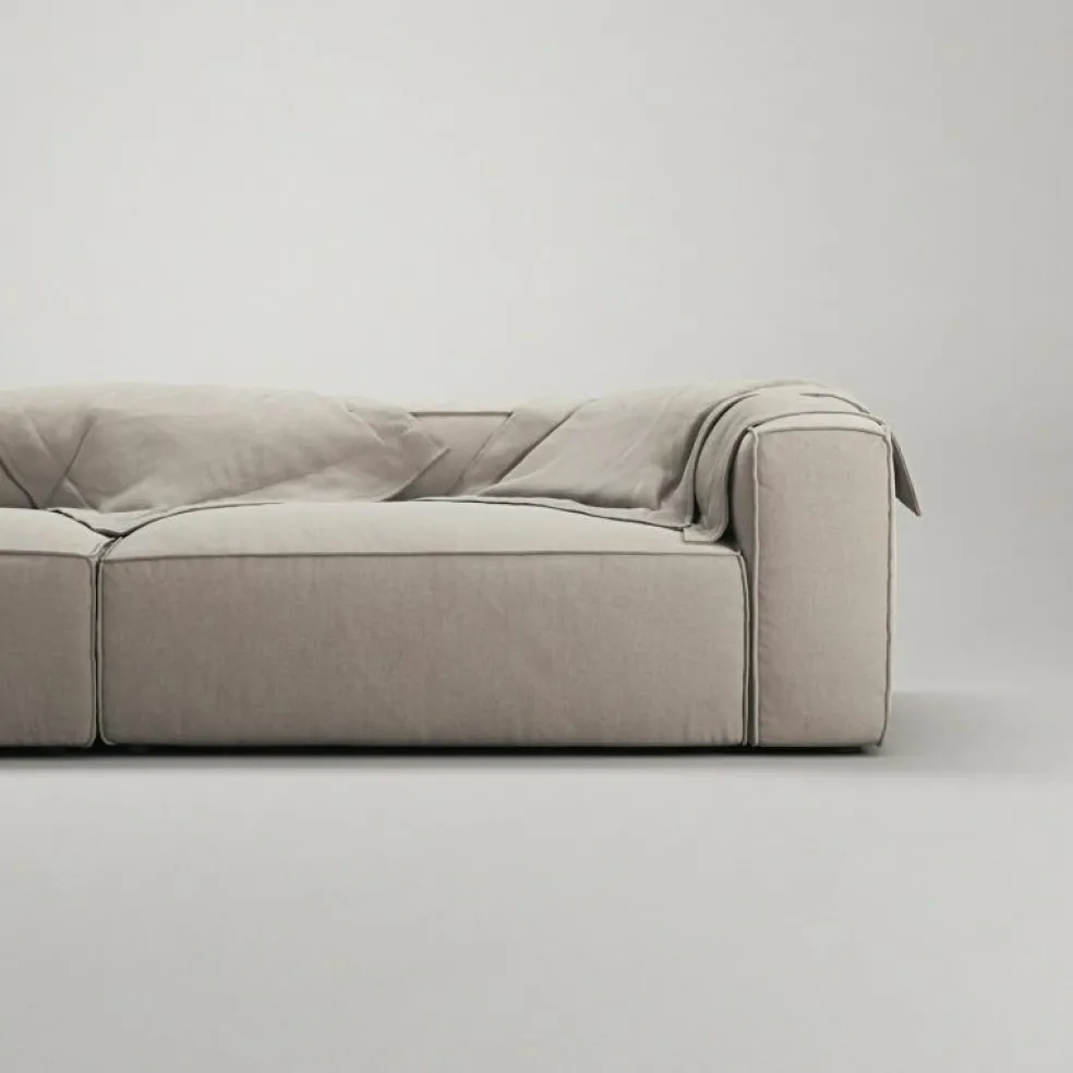 Grand 3-Sitssoffa öppet avslut Vänster Minetyg, Sandshell Beige