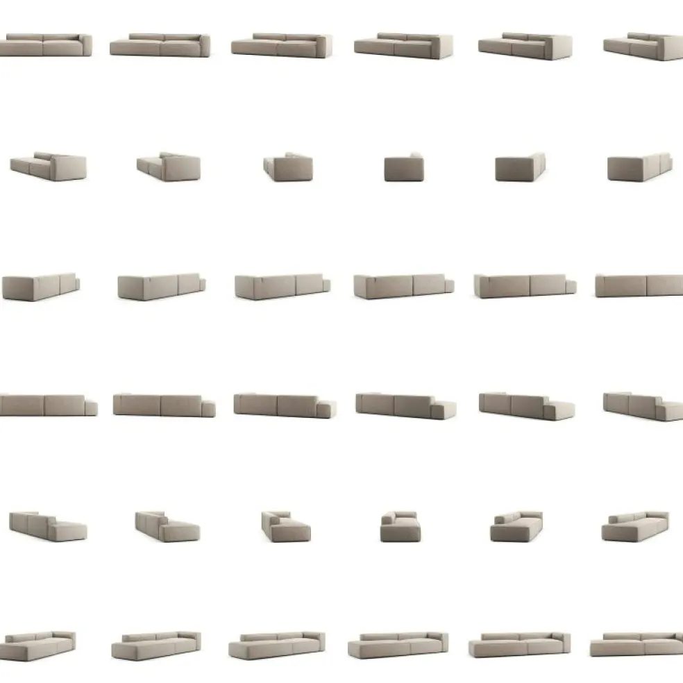 Grand 3-Sitssoffa öppet avslut Vänster Minetyg, Sandshell Beige