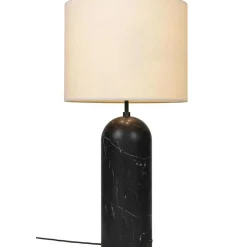 GUBI Golvlampor-Gravity XL Golvlampa Låg, Vit Marmor / Canvas
