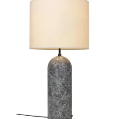 GUBI Golvlampor-Gravity XL Golvlampa Låg, Vit Marmor / Canvas