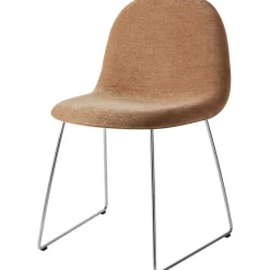 GUBI 3D Matstol, Rostfritt Stål / American Walnut / Belsuede Special Dedar 132