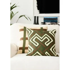 Gujarat Kuddfodral 50x50 cm, Taupe/Cactus Green