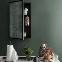 Ferm Living Väggskåp-Haze Väggskåp Räfflat Glas 60x35 cm, Cashmere