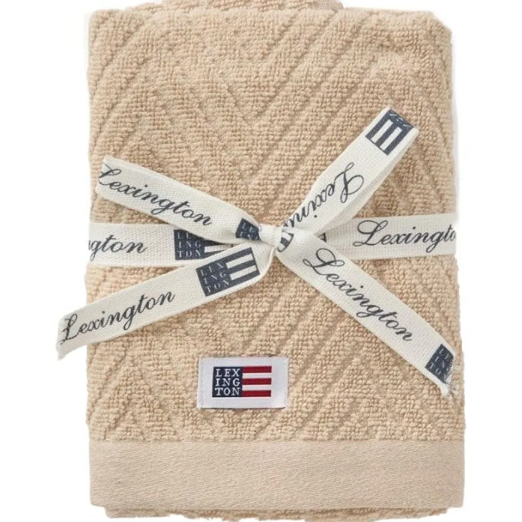 Lexington Handdukar & Badlakan-Herringbone Gästhandduk 30x50 cm 2-pack, Oat