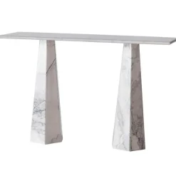 Dusty Deco Sidobord & Avlastningsbord-Hexagon Konsolbord, Mörkbetsad Ask