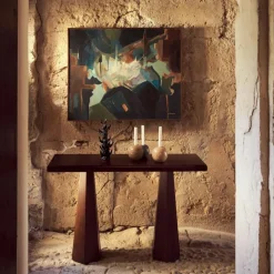 Dusty Deco Sidobord & Avlastningsbord-Hexagon Konsolbord, Mörkbetsad Ask