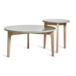 Mavis Soffbord-Höllviken Soffbord Ø80x41 cm, Vitpigmenterad Ek/Carraramarmor