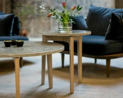 Mavis Soffbord-Höllviken Soffbord Ø80x41 cm, Vitpigmenterad Ek/Carraramarmor