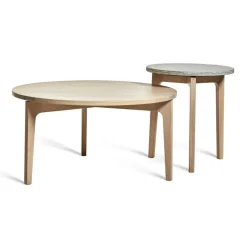 Mavis Soffbord-Höllviken Soffbord Ø80x41 cm, Vitpigmenterad Ek/Carraramarmor