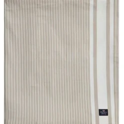 Icons Striped Organic Cotton Oxford Duk 180x180 cm, Beige / Vit