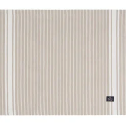Lexington Bordstabletter & Glasunderlägg-Icons Striped Organic Cotton Oxford Bordstablett, Beige / Vit