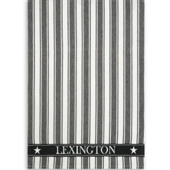 Icons Twill Waffle Striped Kökshandduk, Svart