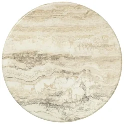 IOI Sidobord Ø50 cm, Travertin / Krom