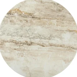 IOI Sidobord Ø50 cm, Travertin / Krom