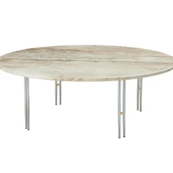 IOI Sidobord Ø50 cm, Travertin / Krom