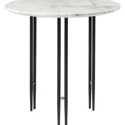 IOI Soffbord Svart / Mässing / Vit Marmor, Ø50 cm