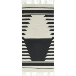 Broste Copenhagen Bomulls- & Trasmattor-Iselin Matta 70x140 cm, Svart/Off-white