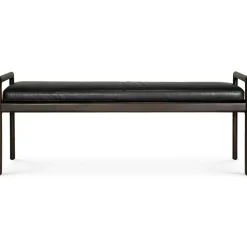 Ethnicraft Bänkar-Jack Bänk, Mahogny / Svart Läder