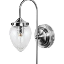 Juni Vägglampa IP44, Stål / Klar