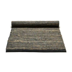 Jute/Leather Matta 75x200 cm, Mörkgrå