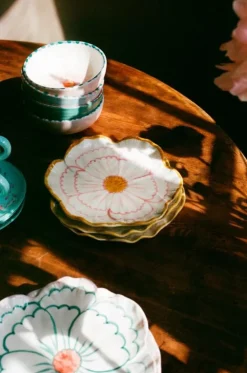 RICE Assietter-Keramiktallrik Blomformad 19,5 cm Med Gul Kant